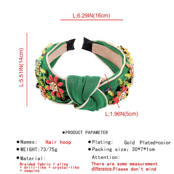 Fashion new elegant bow with diamond-encrusted headband personality luxury cloth heavy foreman hoops