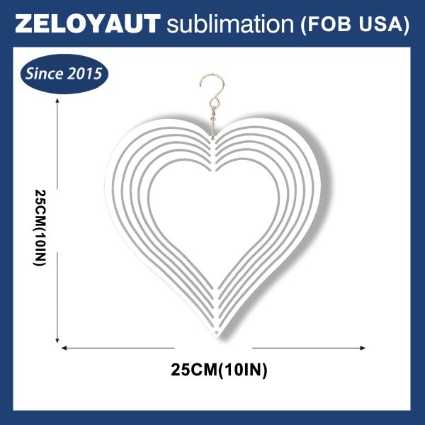 Personalized 8inch 3d Metal Heart Sublimation Wind Spinner Blank for DIY 10inch Custom logo Wind Spinner As Valentine Day Gift