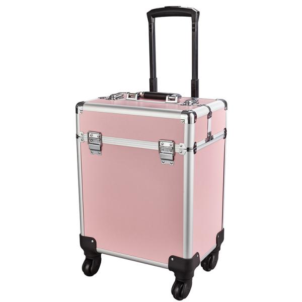 Fashion Style Aluminium Trolley Case , Rolling Makeup Trolley Size Customized