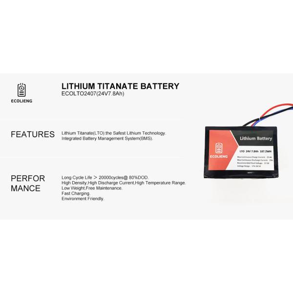 ECOLTO-T2407 LTO аккумуляторный пакет 24V 7,8Ah литий титанатный LTO аккумулятор