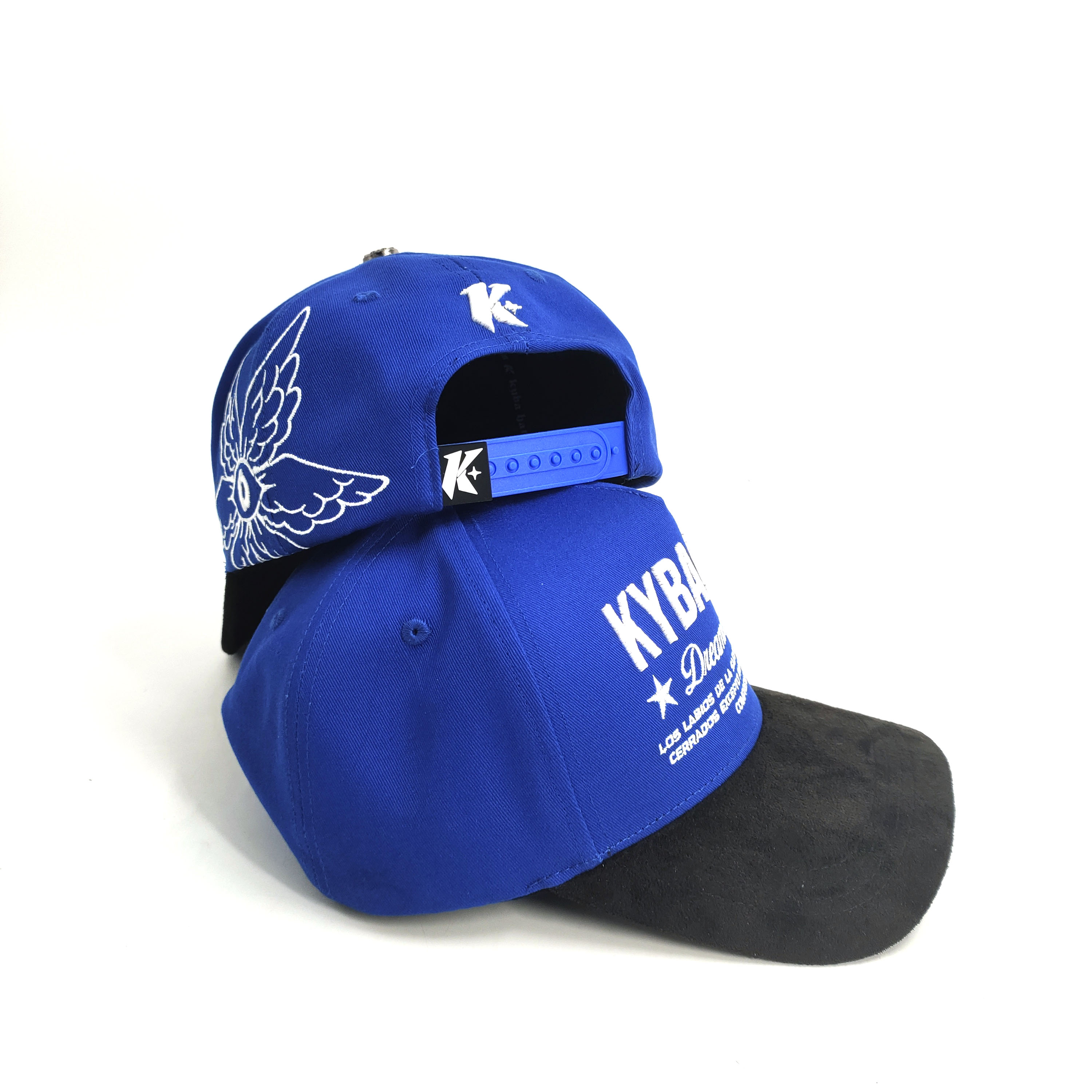 5 Panel High Crown Black Suede Custom Hats Baseball Cap PVC Tag Metal Top Button Gorras