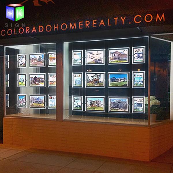 Ceiling Hanging Crystal Double Sided Led Light Box For Real Estate Window Sign