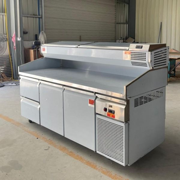 Kitchen Under Counter Pizza Prep Table Refrigerator SS304 for Salad Sandwich