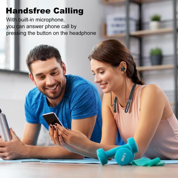 IPX7 Bluetooth 5.0 Neckband Headphones Waterproof Noise Cancelling Headphones For Workout