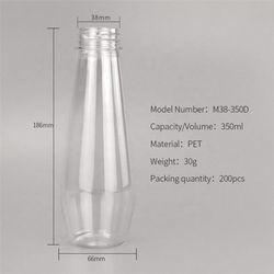 Degradable Disposable Plastic Juice Bottles Empty Juice Bottles With Caps 350ml