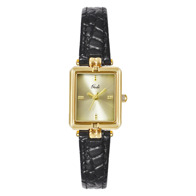 Ladies Square Gold Dial Quartz Wristwatch