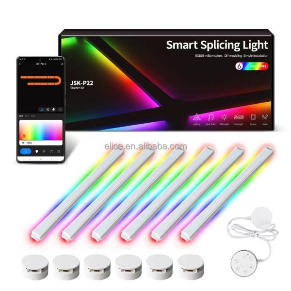 110-240V RGB Smart Splicing Glide Wall Lighting Music Sync Bar LED Light 9 Segment for Gaming Streaming Smart Home Decor
