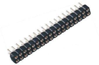 Pin Header Connector fêmea preto reto uma fileira dupla de 2,54 milímetros 180 graus