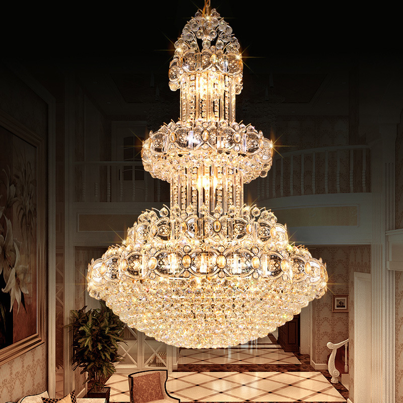 Huge Crystal Ball Ceiling Lamp Villa Hotel Living Room Luxury Chandelier