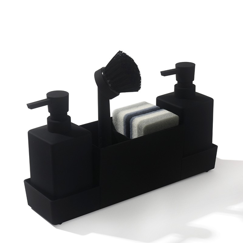 Kitchen Soap Dispenser Sponge Rack Dishwashing Brush Holder Hand Washing Liquid Dispenser Bottles Bathroom Tray Sets Available