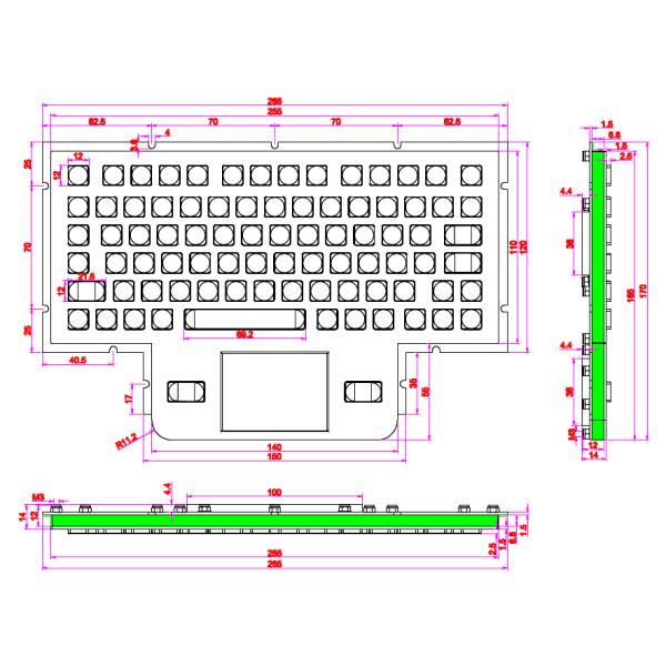 Rugged IP66 Dynamic Backlit USB stainless steel industrial keyboard