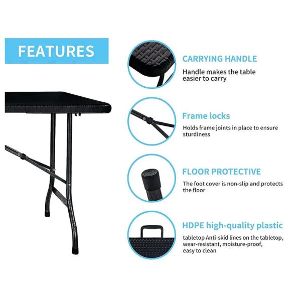 Foldable Outdoor Furniture Dining Set With Handle And Imitated Rattan Material