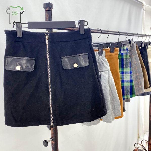 Second Hand Woolen Short Skirt High Waisted Women's Mixed Size Slim Fit