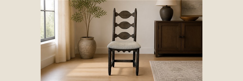 Sculpted Ladder Back Upholstered Dining Chair CYC-056