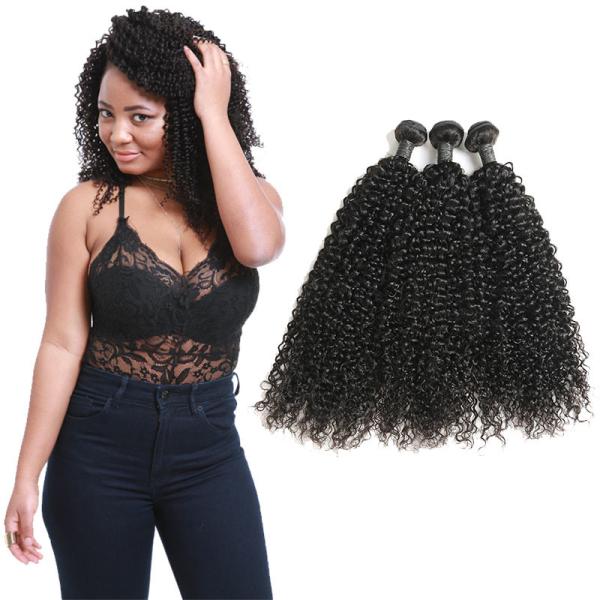 O cabelo encaracolado do Virgin preto natural empacota/o cabelo humano Weave encaracolado 3 pacotes