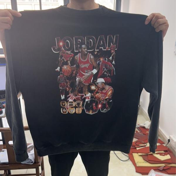 Mens Oversized Crewneck Sweatshirt DTG Printing Logo Acid Wash Distressed