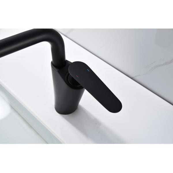 Lizhen-Hwa.Con Black Brass Bathroom Faucet with Modern Design and Hot/Cold Single Hole