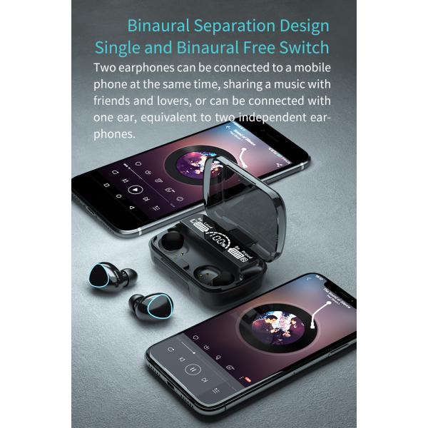 наушник 2000mAh беспроводной Bluetooth, наушник 5,0 IPX7 TWS Hifi водоустойчивый