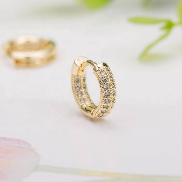New Hot Sale 14k Gold Geometric Earrings Zircon-encrusted Jewelry Accessories Round Huggie Earrings  Hoop Earrings