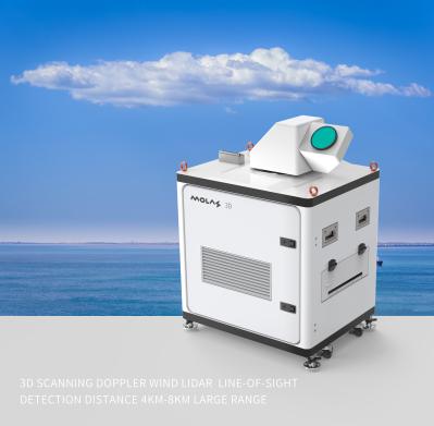 3d que faz a varredura escala da distância 4km-8km da detecção da linha de vista do lidar da velocidade do vento de Doppler da grande