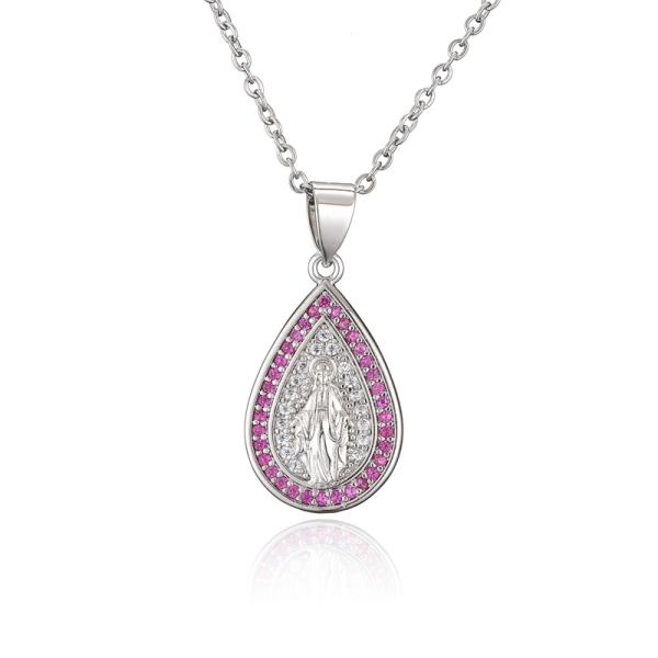OEM ODM Sterling Silver Drop Necklace Micro Inlaid Virgin Mary Necklace