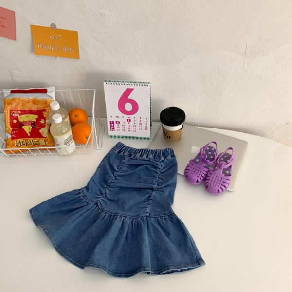 Elastic Spring Cute Jean Children'S Beauty Skirts Mid Length