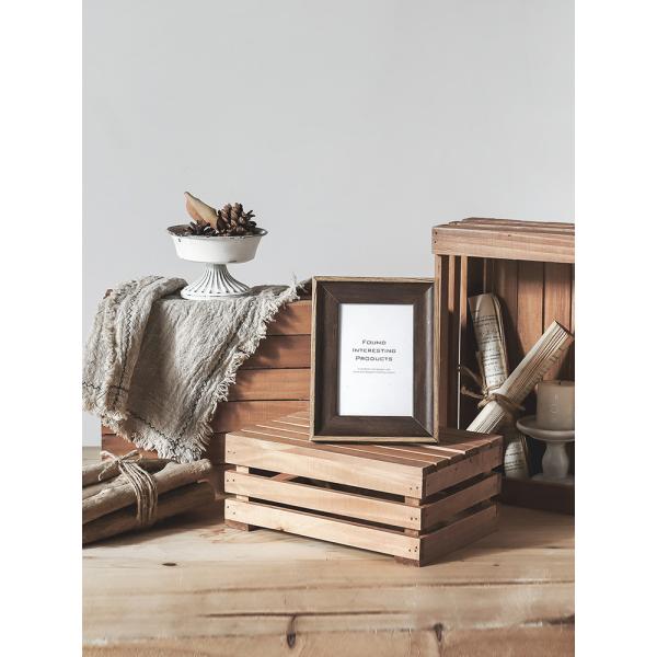 Home Decoration Wooden Crates with Handle in Brown Gray or Custom Color