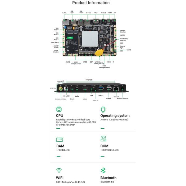 Андроид RK3399 4K рекламируя коробку медиа-проигрывателя HD для на открытом воздухе киоска