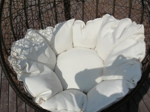 PE Rattan Swing Chair , Garden / Balcony Glider With White Cushion