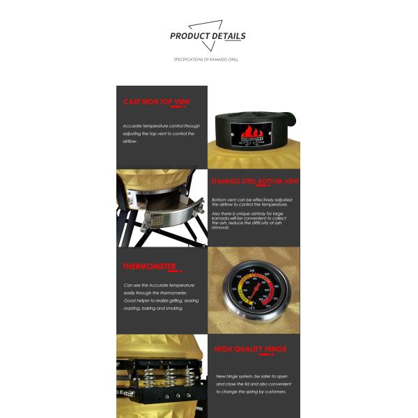 KIMSTONE 2023 New Bbq Grill Parrilla Kamado 24 with Kamado Heat Deflector Bbq Grill Grate Lifter Cooking Gripper