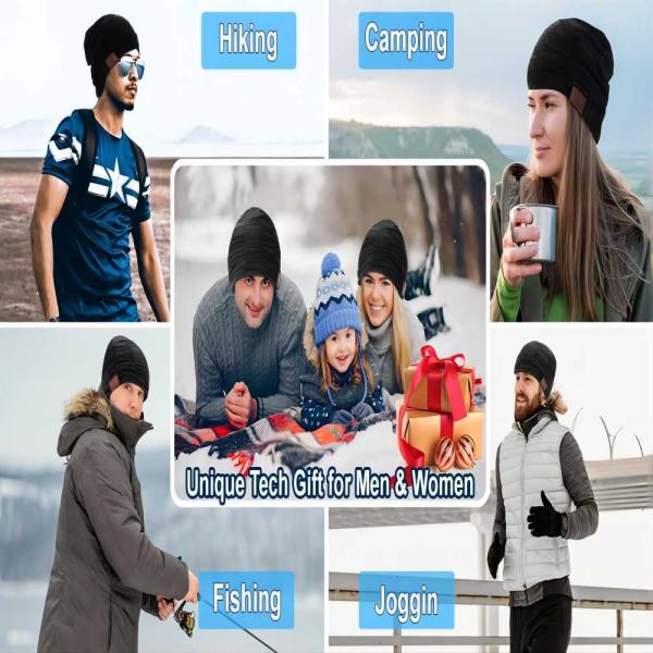 Bluetooth Beanie for Men Bluetooth Hat, Mens Gifts, Women Beanie Hat Black Headphones Unique Christmas Tech Gifts