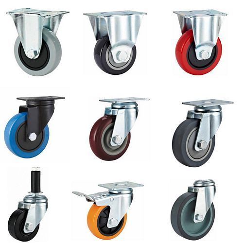 Roulettes industrielles en PU rouge 5 pouces 125 mm, roues de chariot