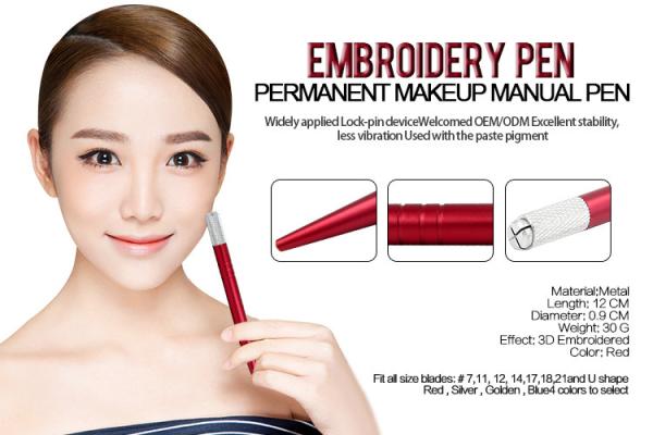 OEM Light Red Hand Tool Manual Tattoo Pen Permanent Eyebrow Microblading