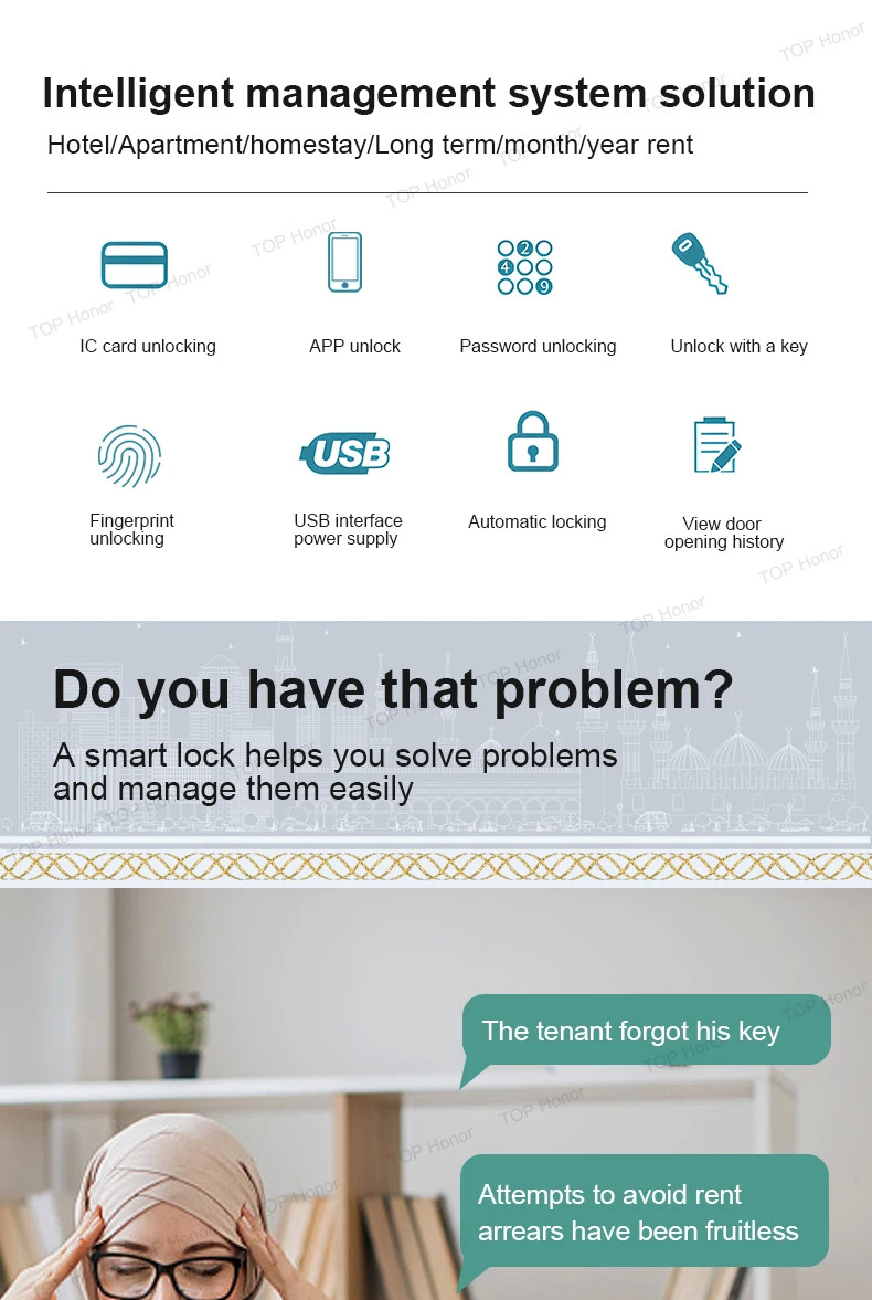 TTLock Smart Residential Электронные дверные замки Код отпечатков пальцев Карта ключа Доступ к приложению Tuya
