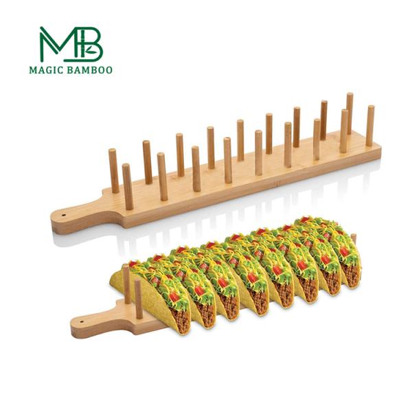 Multifuncional Bamboo Burrito Rack 8 Slot da cozinha Tortilla Stand Food Serving Tray