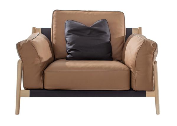 Smooth painting wood frame with Cow leather upholsered sofa in 1+2+3 seating chaise lounge sofa for Luxury reception