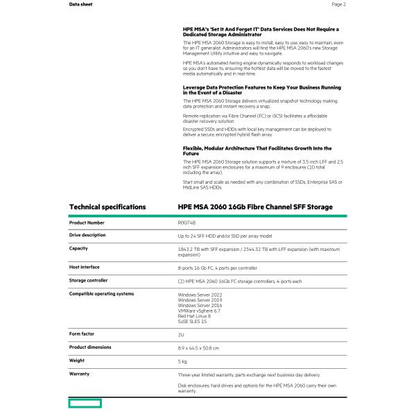 MSA 2060 16Gb FC SFF SAN Storage Dual Controller System