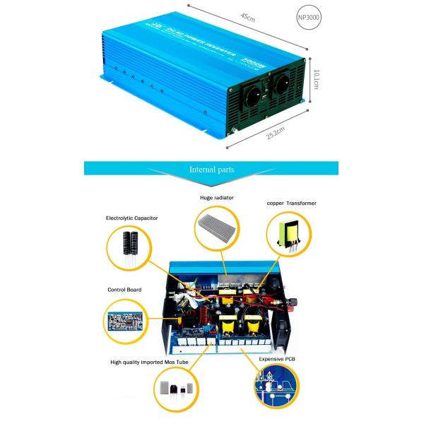 Умный одновыходовой чистый инвертор 3000W энергии волн синуса для дома