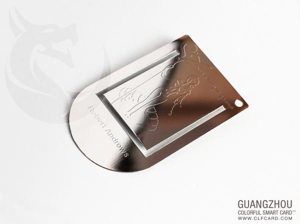 De aço inoxidável impermeável do metal dos cartões do espelho da planície alta do brilho gravado