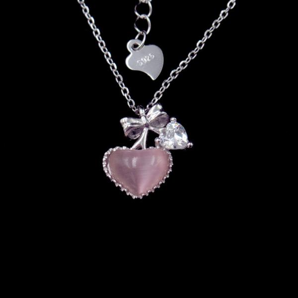 Plating Gold Cats Eye Jewelry Sterling Silver With Heart / Bow Tie