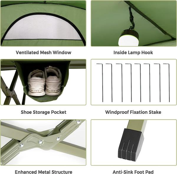 Camping Tent Cot, Folding Tent Combo Air Mattress & Sleeping Bag, Off-Ground Tent Shelter with Carry Bag for Hiking