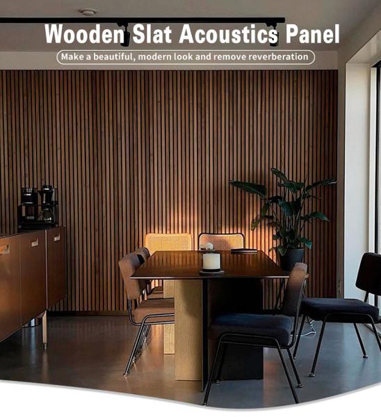 Modern Composition PET Acoustic Slates de madeira personalizada para edifícios de escritórios