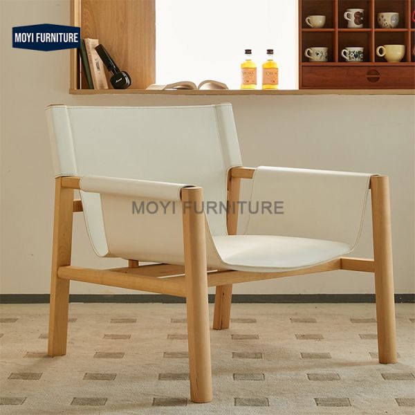 Living Room Furniture Custom Modern Italian Luxury Solid Wood Restaurant Chair with Saddle Leather Backrest Feature