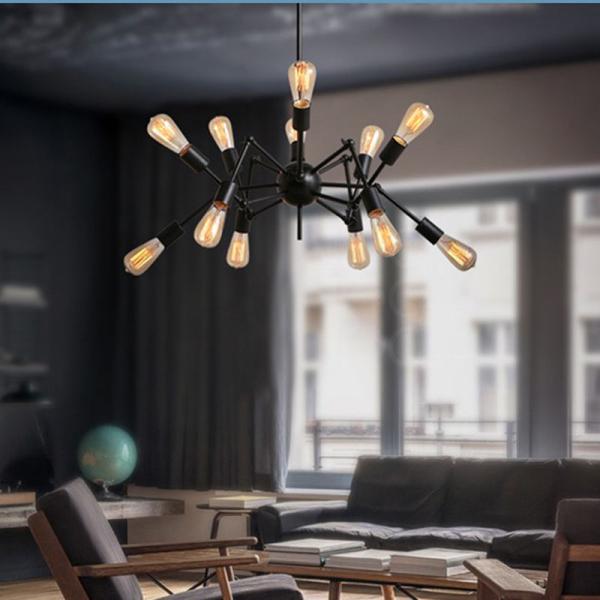 Деревенский чугунный свет приведенный промышленного паука просторной квартиры люстр потолка привесной