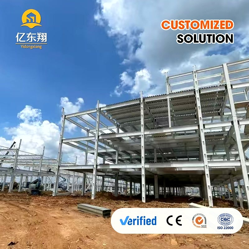 Prefabricated Steel Warehouse with Sandwich Panels, 50 Years Lifespan, and Customizable Design for Industrial Use