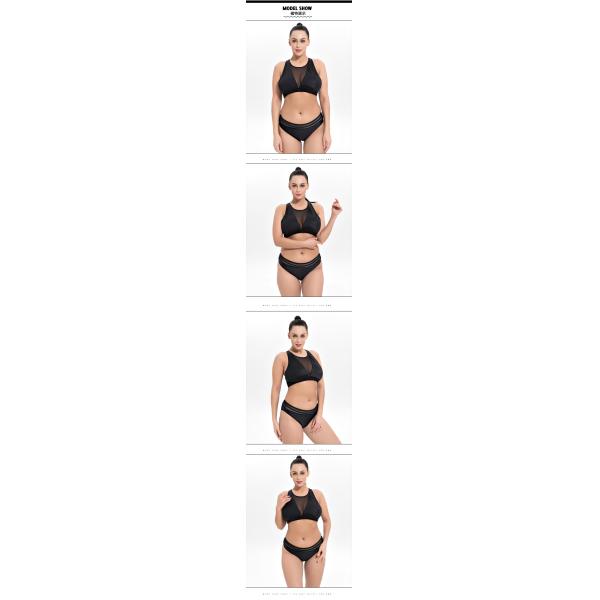 2019 New Plus Size Two piece Swimsuit Solid Color Swimsuit Women Push up 1951 with cover up