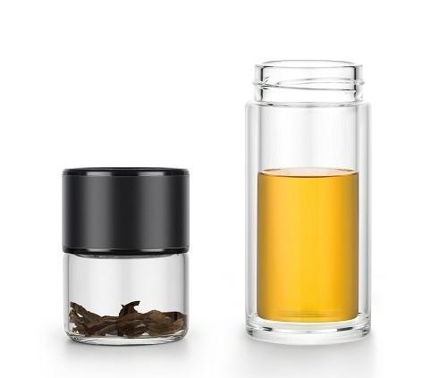 Office Borosilicate Double Glass Water Bottle Tea Infuser With Strainer