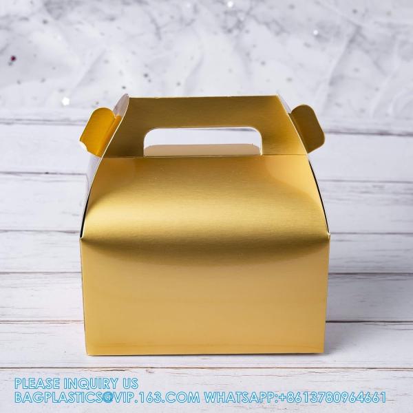 Gable Candy Treat Boxes, Small Goodies Gift Boxes With Handle, Dessert Boxes Favor For Wedding, Birthday Party