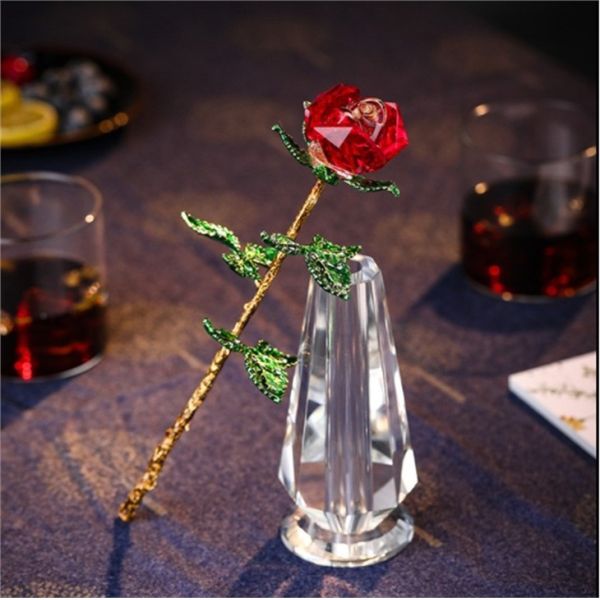 Crystal Rose Gifts With Vase