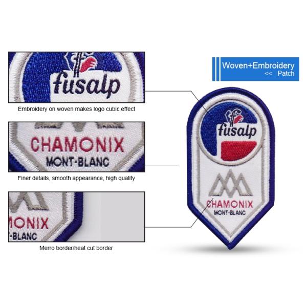 Machine Custom Woven Patches Laser Cut Border For Cap And Clothing